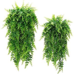 Fake Fern Artificial Ferns FauxHanging GreeneryPlant Indoor Outdoor UV Resistant